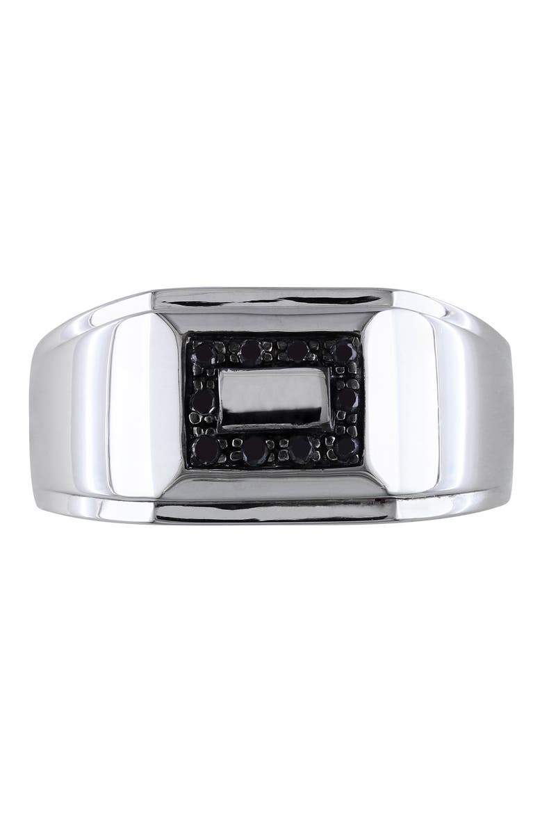 Men's Sterling Silver Pavé Black Diamond Square Ring - 0.10 ctw., Alternate, color, BLACK