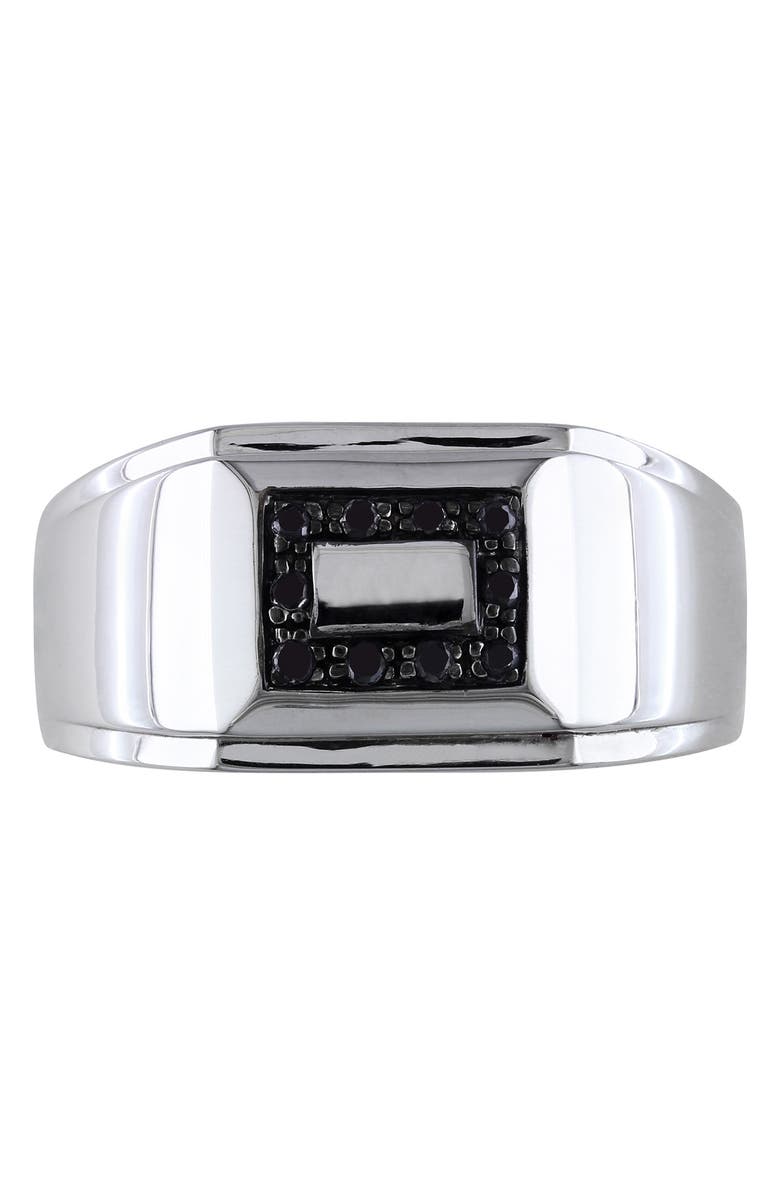 DELMAR Men's Sterling Silver Pavé Black Diamond Square Ring - 0.10 ctw., Alternate, color, Black