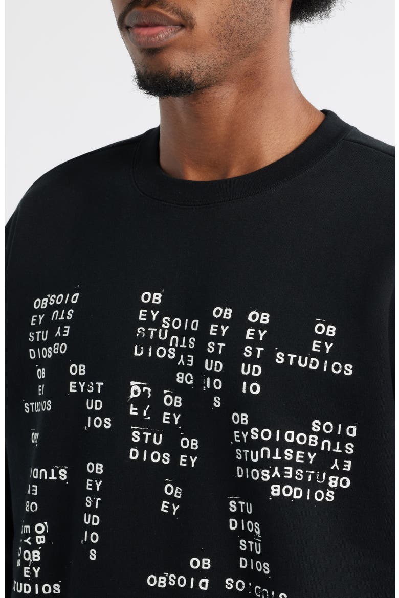 Studios Stamp Heavyweight Crewneck Sweatshirt, Alternate, color, BLACK