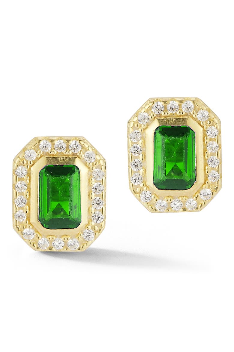 Cubic Zirconia Cluster Stud Earrings, Alternate, color, GOLD/ GREEN