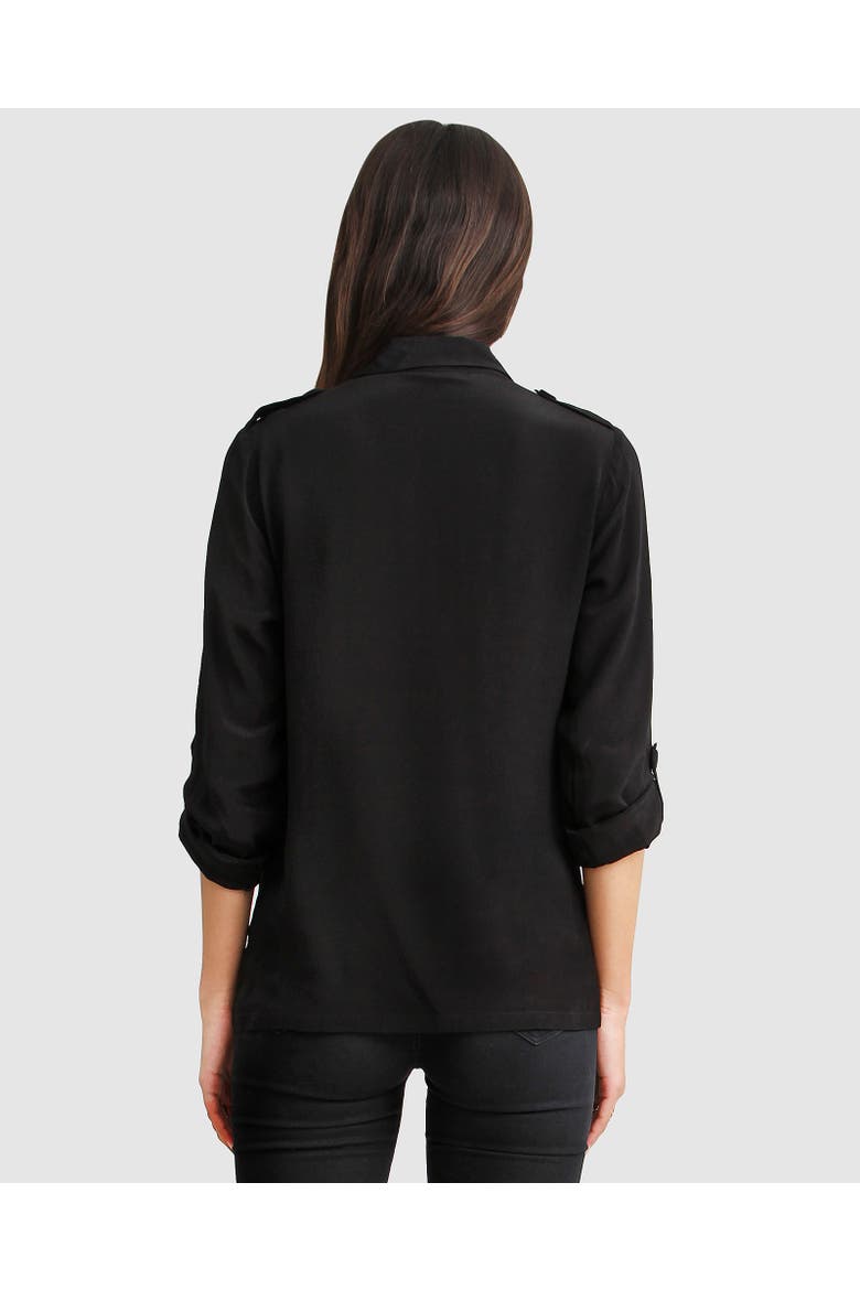 Eclipse Rolled Sleeve Blouse, Alternate, color, Black