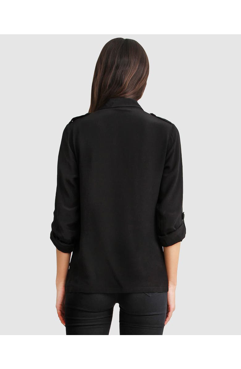 Belle & Bloom Eclipse Rolled Sleeve Blouse, Alternate, color, Black