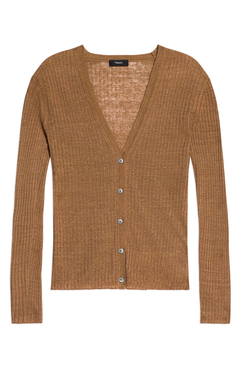 Theory Rib Cardigan, Alternate, color, Mid Khaki