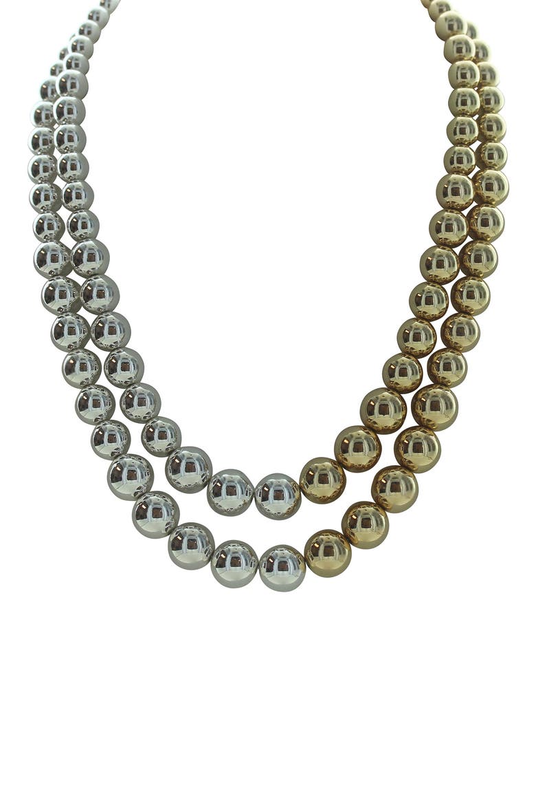 14K Gold Plated Double Strand Beaded Necklace, Main, color, GOLD