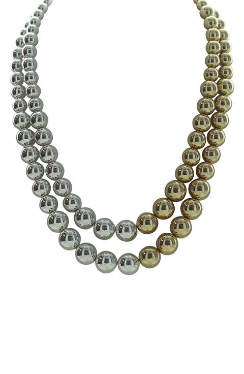 14K Gold Plated Double Strand Beaded Necklace