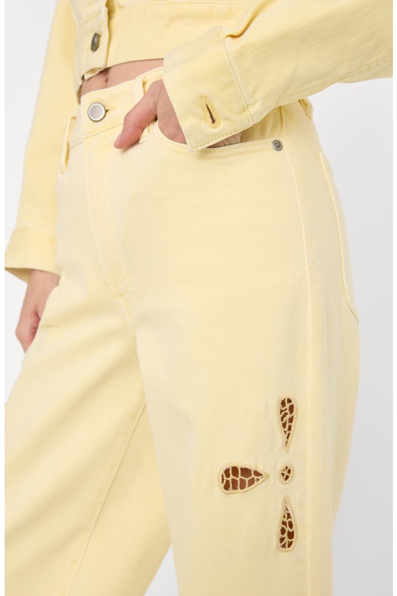 Good Waist Embroidered Palazzo Jeans, Alternate, color, ANISE YELLOW