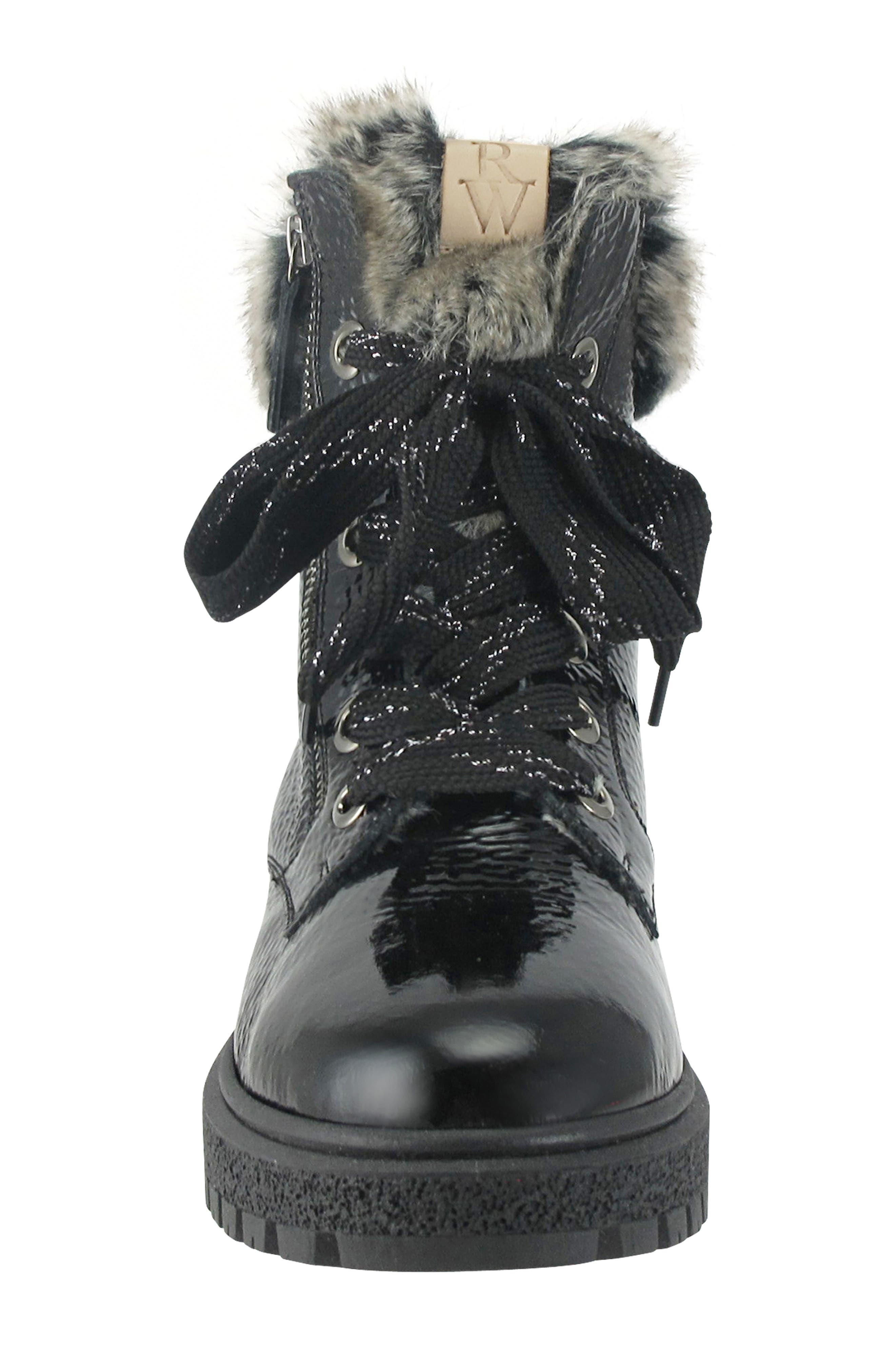Isla Waterproof Crinkled Boot with Faux Fur Lining, Alternate, color, ONYX