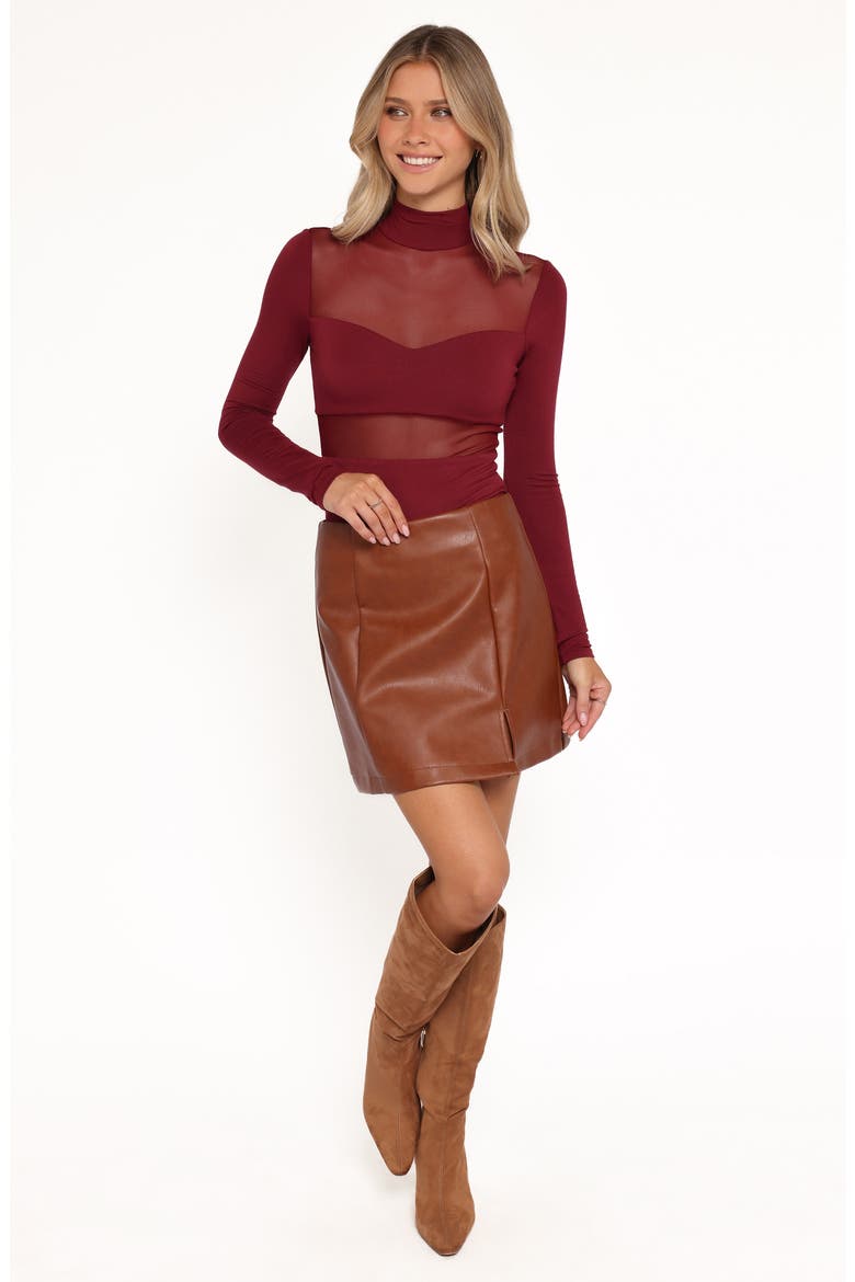 Kingsley Long Sleeve Mesh Bodysuit, Alternate, color, MERLOT