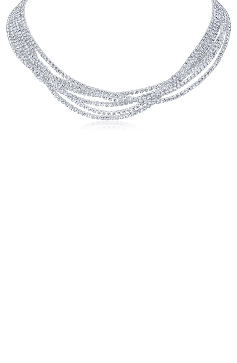 JARDIN Layered Necklace, Main, color, Clear/ Silver