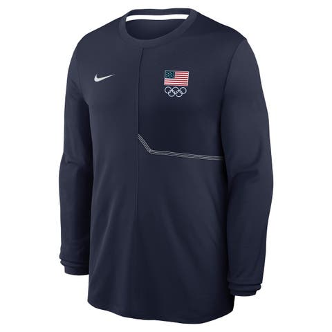 Men's Nike  Navy Team USA Coaches UV Dri-FIT Long Sleeve Shirt