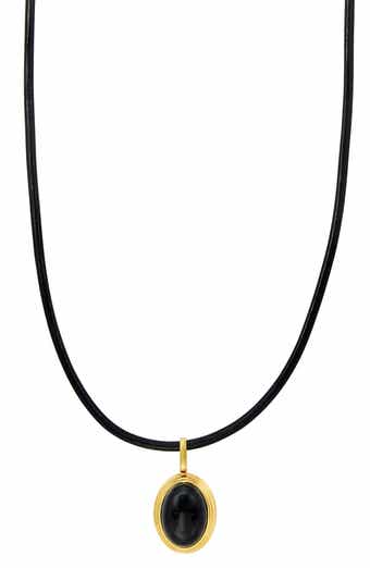 Black Onyx Leather Pendant Necklace