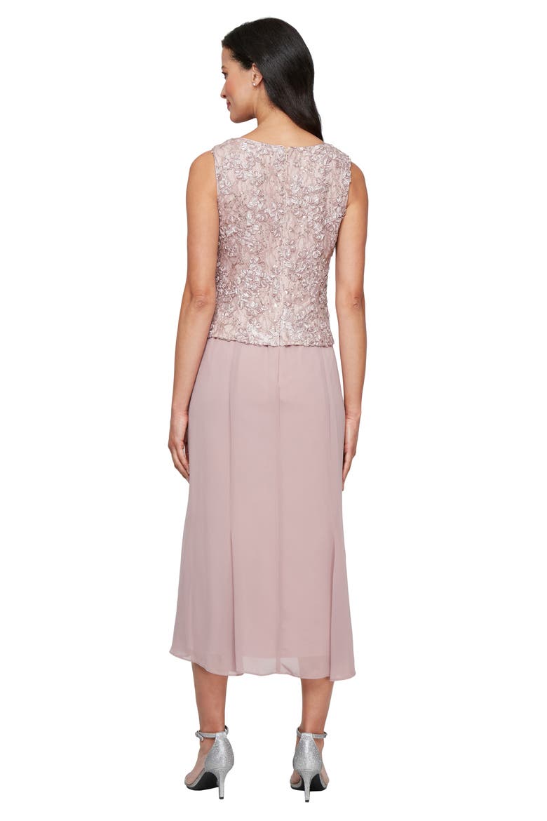 Mixed Media Sequin Soutache Lace Cocktail Dress with Jacket, Alternate, color, MAUVE