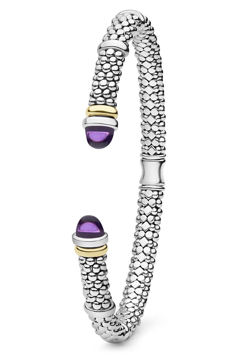 Caviar 18k Gold & Sterling Silver Green Quartz 7-Inch Torque Bracelet, Alternate, color, AMETHYST