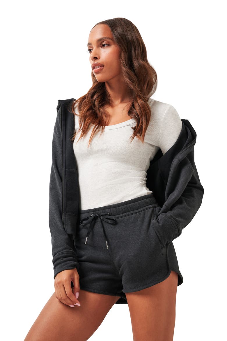 Cloud Zip Hoodie, Alternate, color, HEATHER BLACK