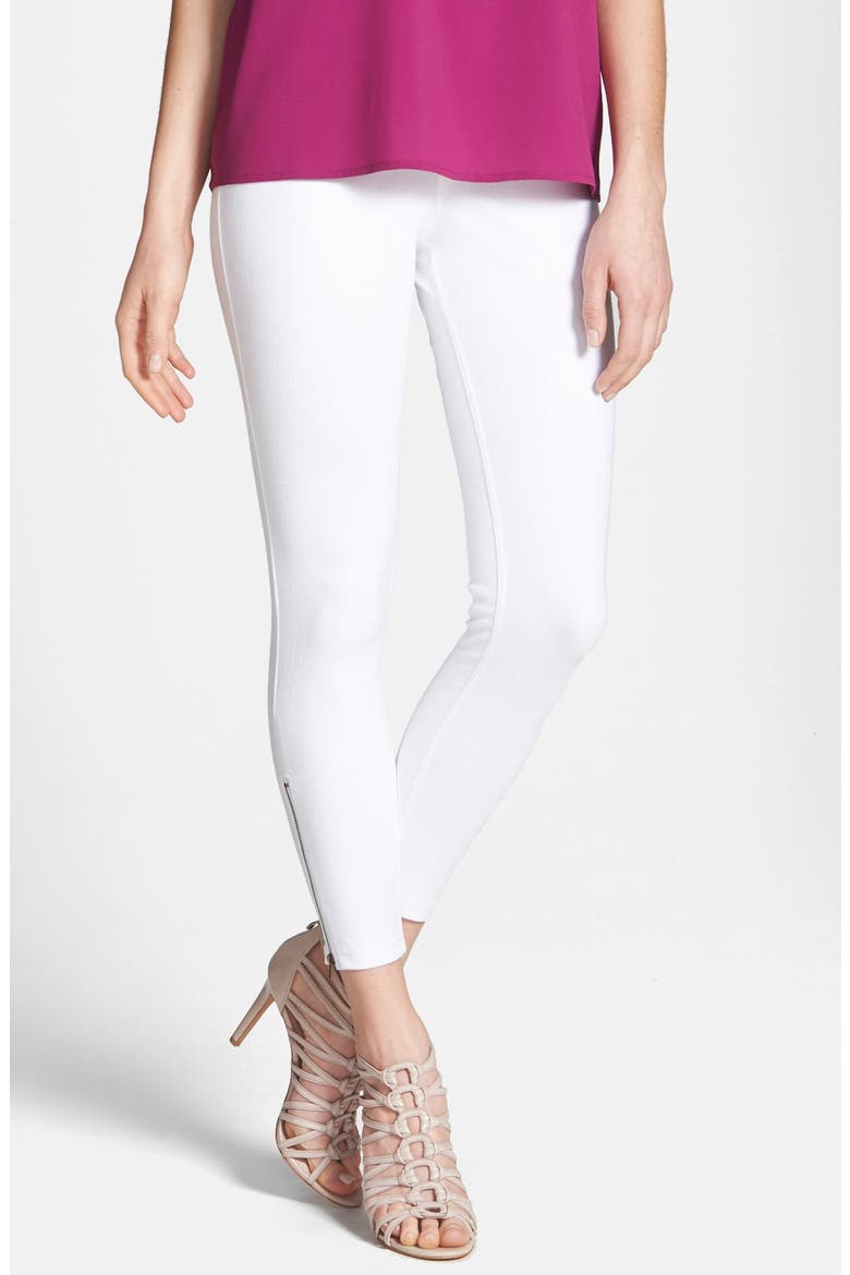 Ankle Zip Skimmer Leggings, Main, color, WHITE