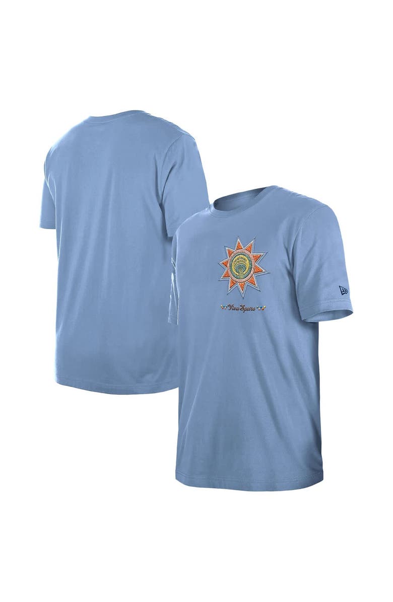 New Era Men's New Era  Light Blue San Antonio Spurs 2024/25 City Edition Chenille Heavyweight T-Shirt, Main, color, 