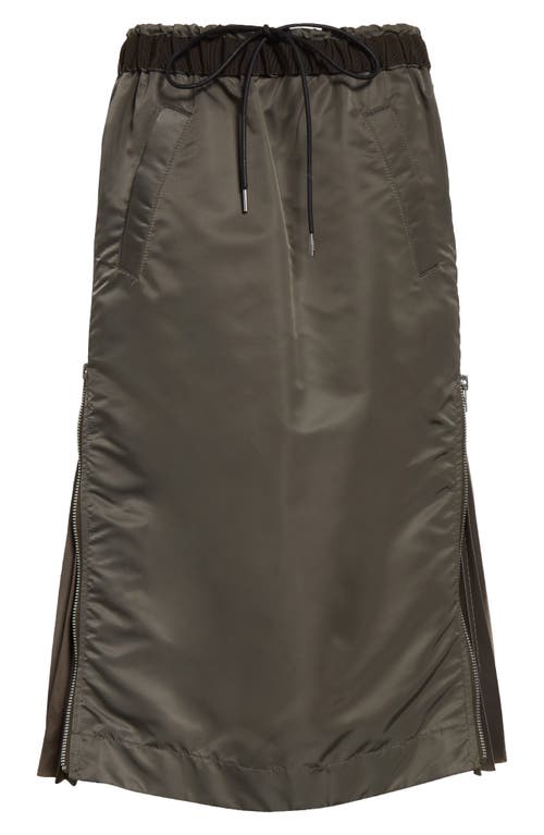 Sacai Insulated Nylon Twill Midi Skirt In Taupe