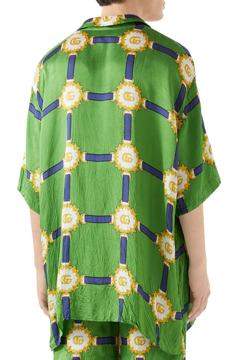 Gucci GG Harness Print Bowling Shirt, Alternate, color, 