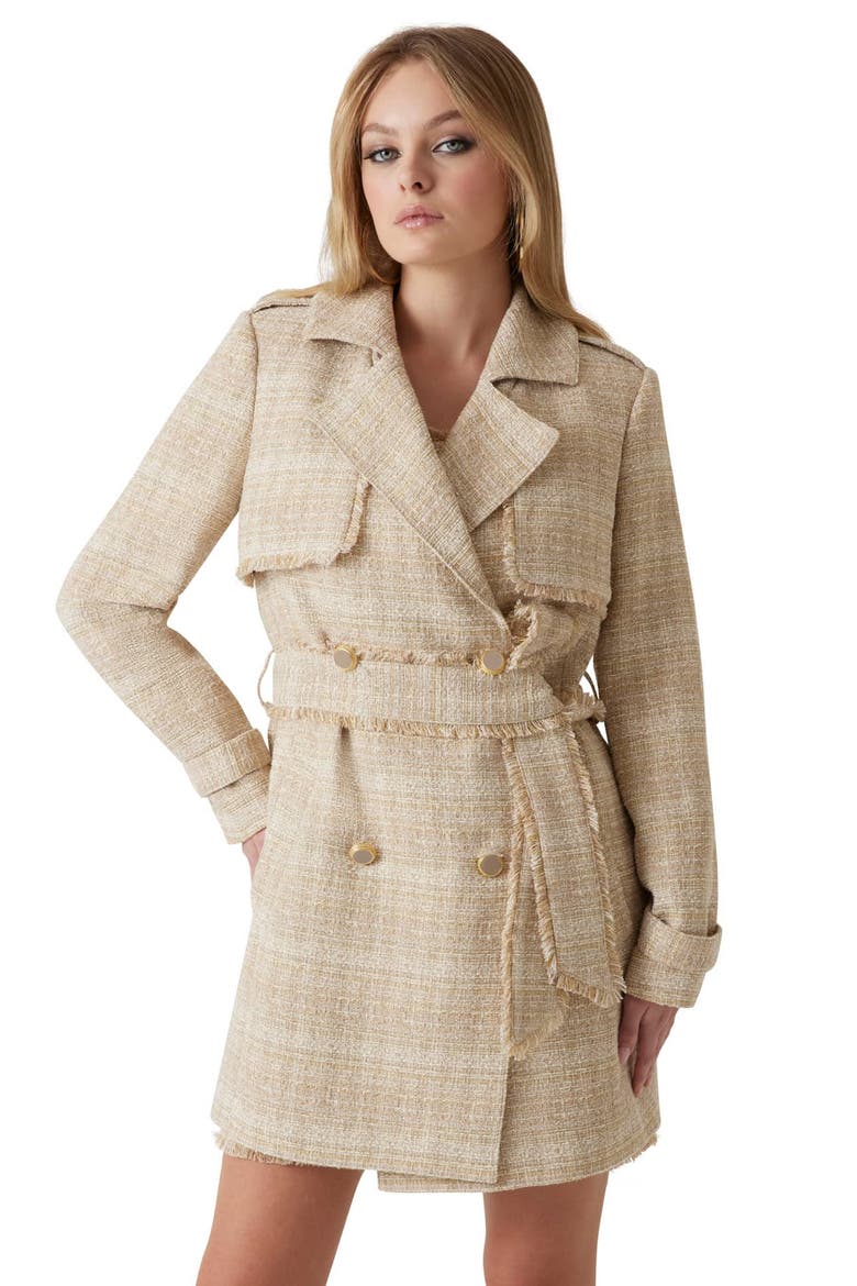 Mariah Cotton Blend Trench Coat, Alternate, color, VELVET TAUPE LUX TWEED
