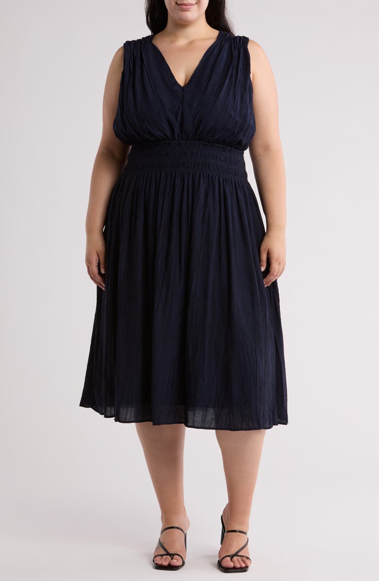 T Tahari Smocked Waist Crinkle Maxi Dress, Main, color, Nightlife