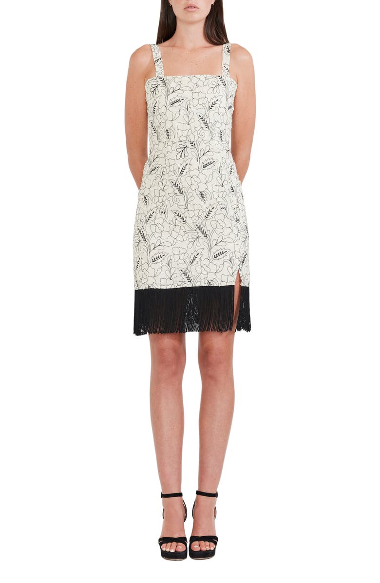 Eddy Avery Embroidered Fringe Mini Dress, Main, color,