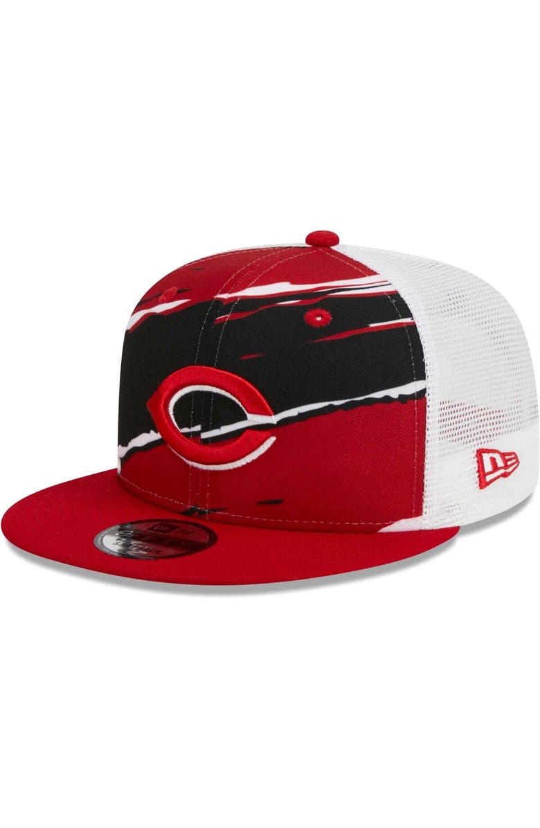New Era Men's New Era Red Cincinnati Reds Tear Trucker 9FIFTY Snapback Hat, Main, color, 
