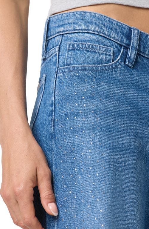Joe's Crystal Embellished Low Rise Wide Leg Jeans In Blue