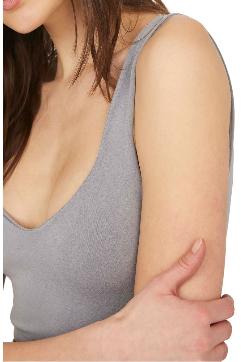 Clean Lines Bodysuit, Alternate, color, HEATHER GREY