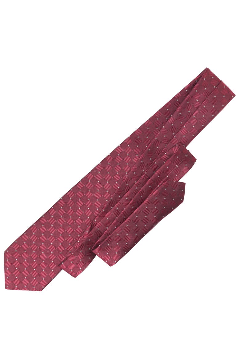 Barone - Silk Jacquard Tie for Men, Alternate, color, Crimson Red