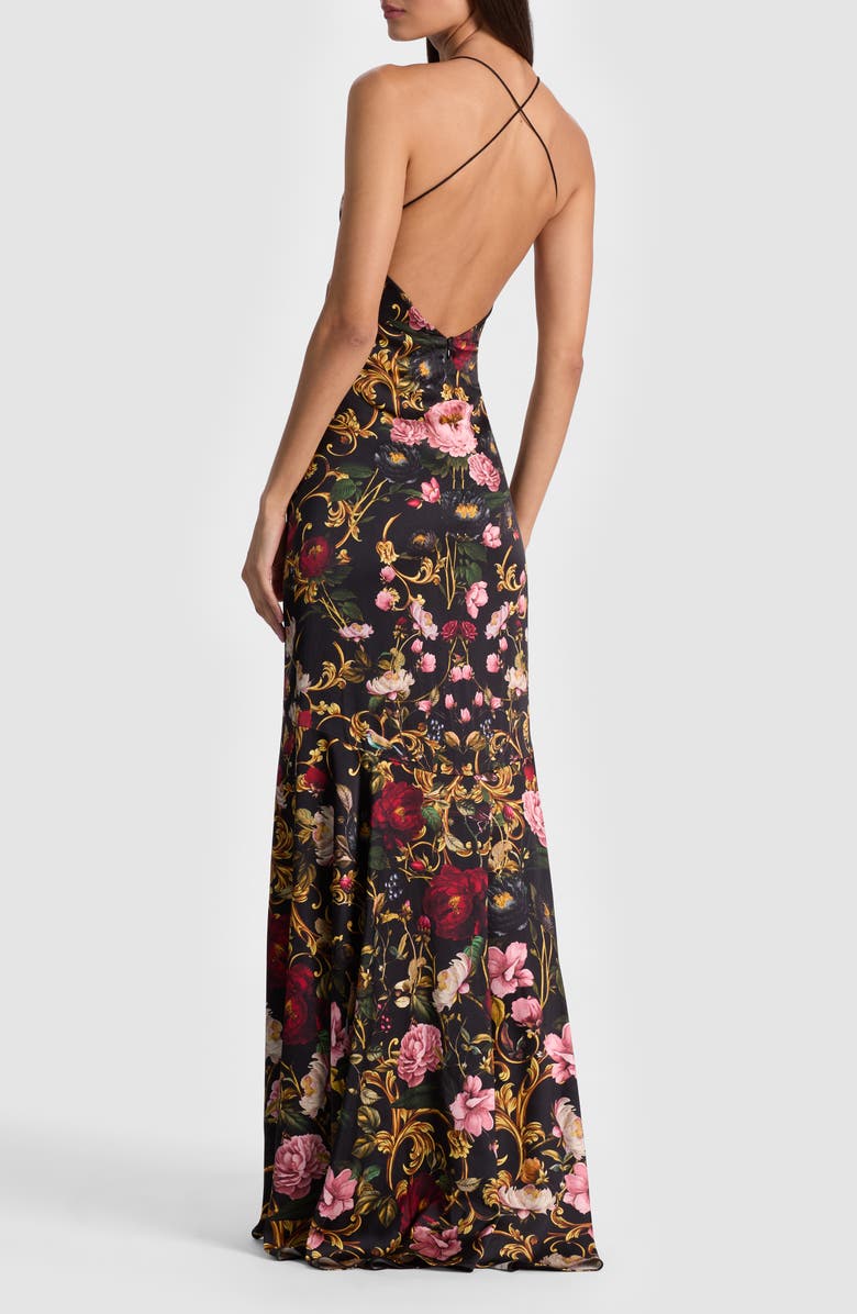 Alice + Olivia Milta Floral Mermaid Slipdress, Alternate, color, Evermine