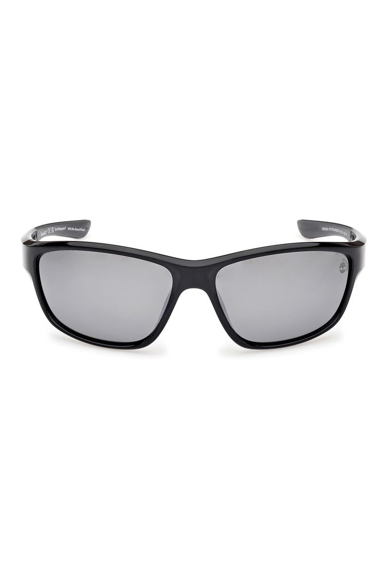 64mm Sunglasses, Main, color, SHINY BLACK / SMOKE POLARIZED