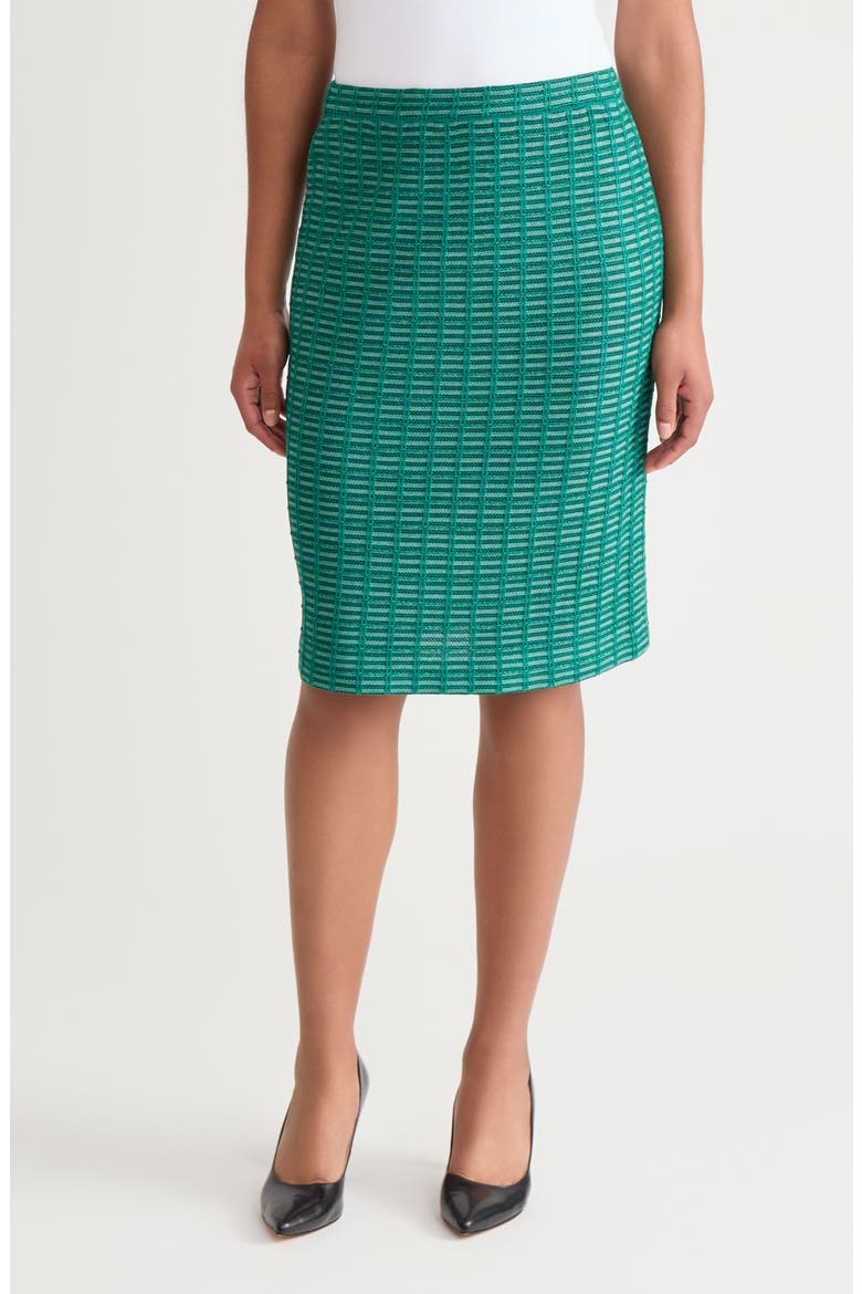 Ottoman Stitch Pencil Skirt, Main, color, EVEREST/ BLACK/ IVORY
