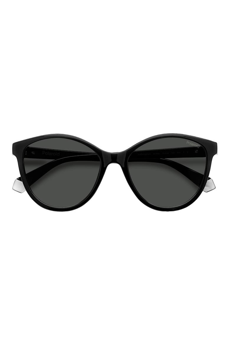 54mm Polarized Round Sunglasses, Alternate, color, BLACK/ GREY POLARIZED