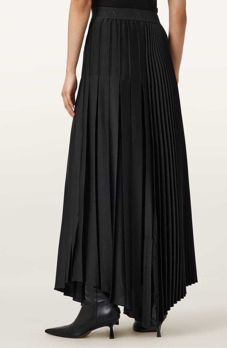 AllSaints Jax Pleated Maxi Skirt, Alternate, color, Black
