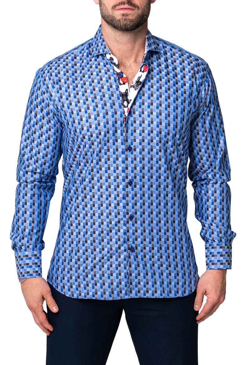 Einstein Burn Blue Button-Up Shirt, Main, color, BLUE
