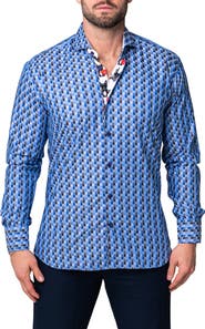 Maceoo Einstein Burn Blue Button-Up Shirt