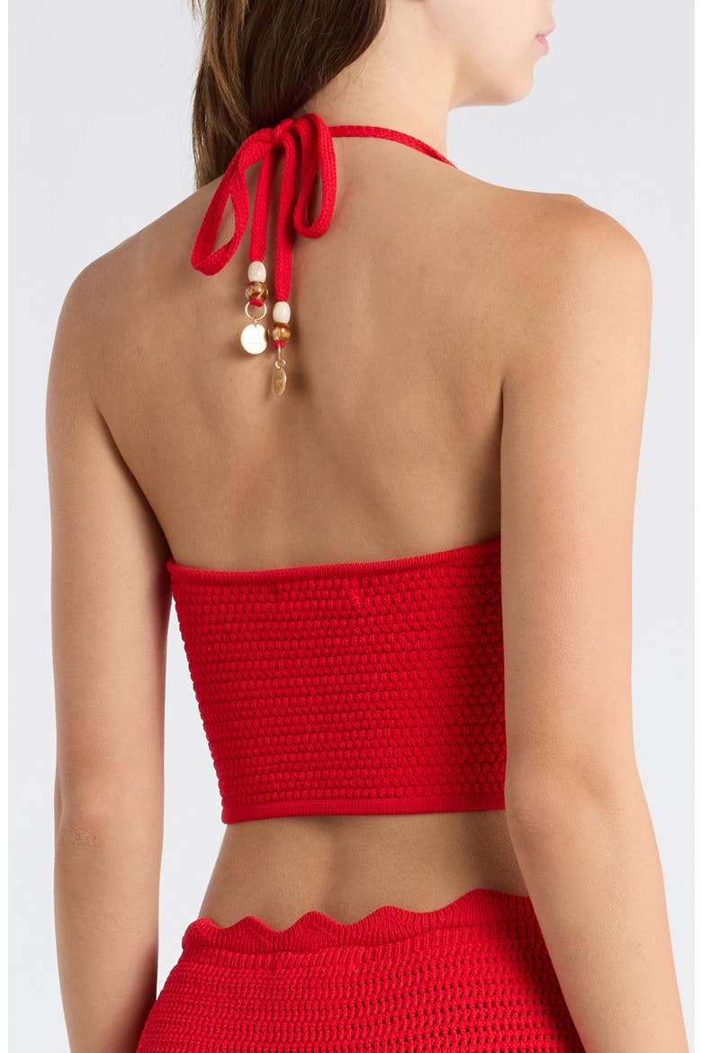 Ring Knit Halter Cover-Up Crop Top, Alternate, color, SUNSET SIESTA