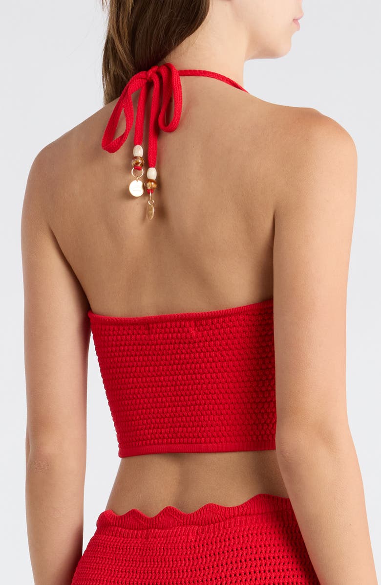 Kulani Kinis Ring Knit Halter Cover-Up Crop Top, Alternate, color, Sunset Siesta