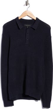 rag & bone Baldwin Waffle Long Sleeve Sweater Polo