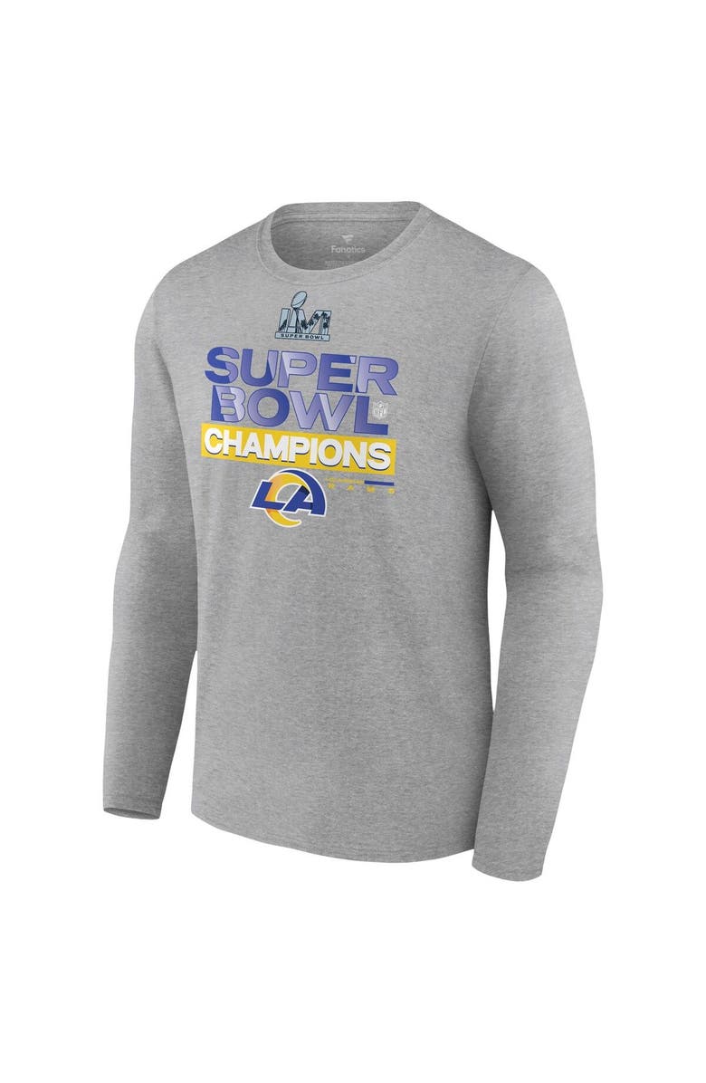 FANATICS Men's Fanatics Branded Heathered Gray Los Angeles Rams Super Bowl LVI Champions Locker Room Trophy Collection Long Sleeve T-Shirt, Alternate, color, 