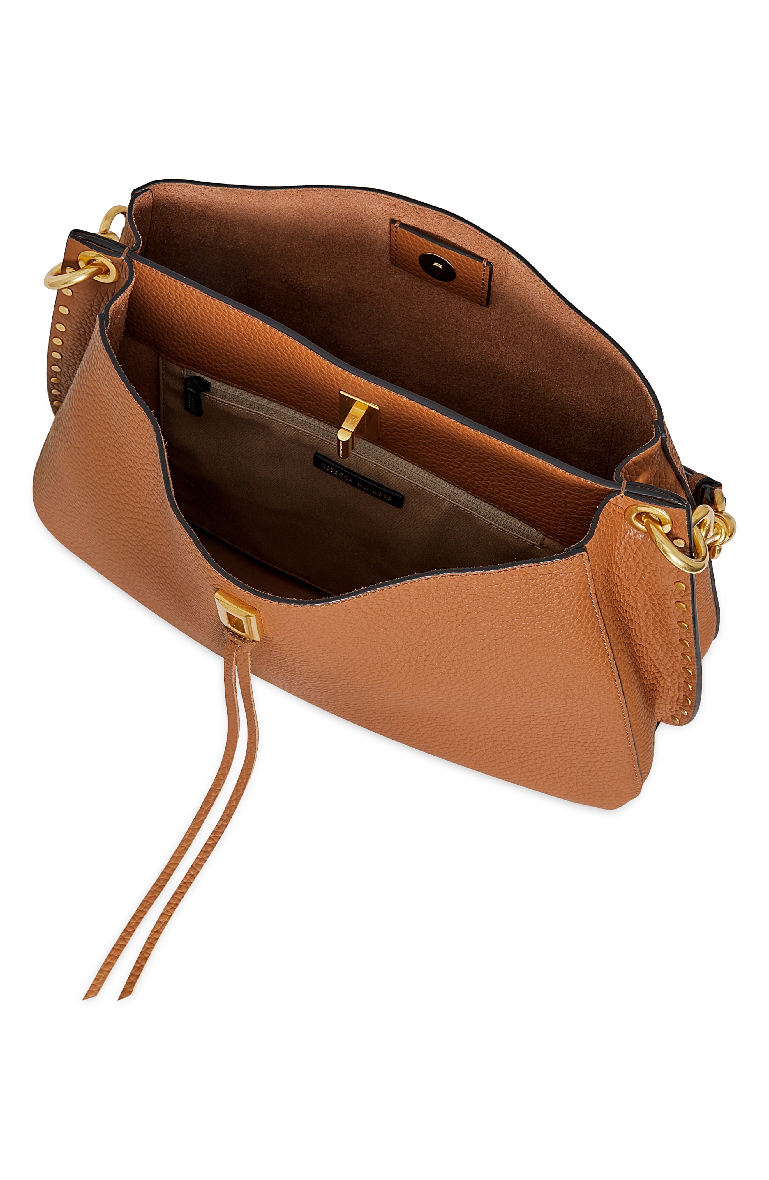 Rebecca Minkoff Darren East/West Leather Shoulder Bag, Alternate, color, Caramello