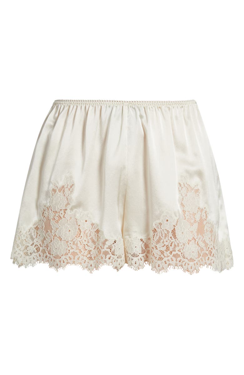 DÔEN Iona Lace Trim Silk Satin Shorts, Alternate, color, Sea Salt