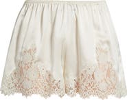DÔEN Iona Lace Trim Silk Satin Shorts