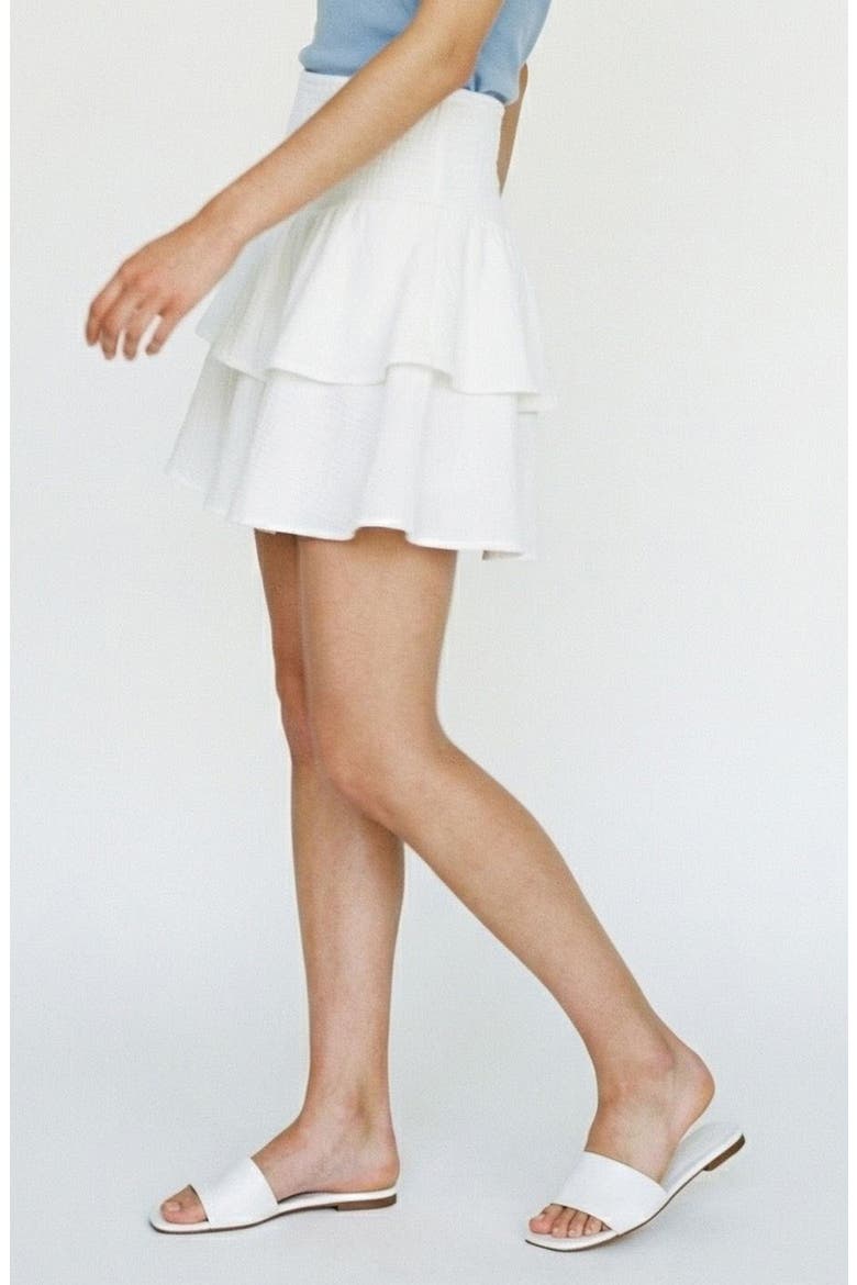Natali Tiered Smocked Waist Miniskirt, Alternate, color, SNOW WHITE