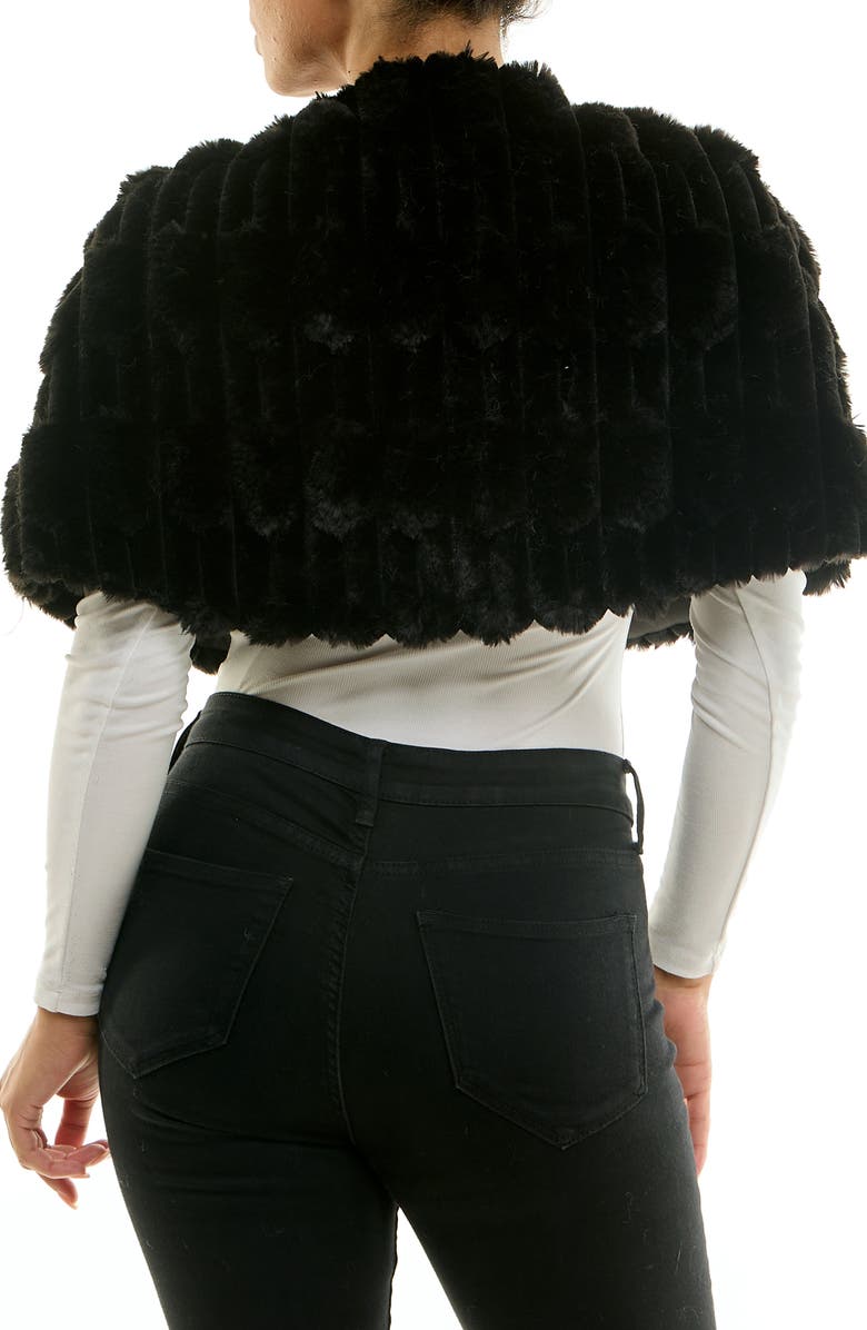 Nina Leonard Faux Fur Capelet, Alternate, color, Black