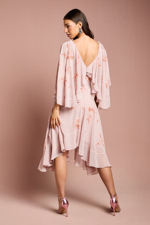 Coast Embellished Frill Cape Midi Dress In Blue