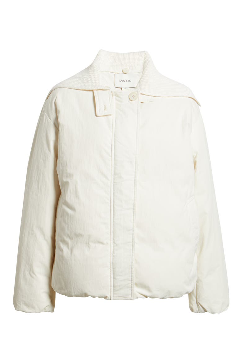 Knit Collar Down Jacket, Alternate, color, OFF WHITE