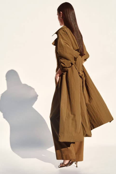 Wide belted twill pants