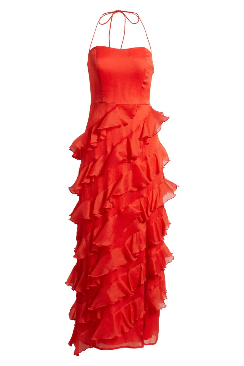 Ruffle Maxi Dress, Alternate, color, CHERRY