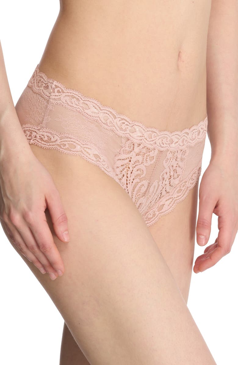 Natori Feathers Lace Hipster, Alternate, color, Rose Beige Lace